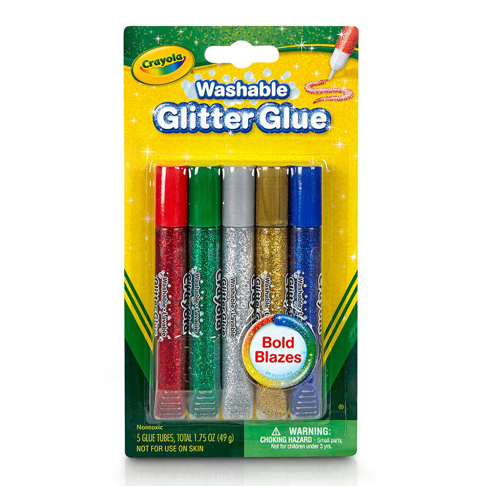 Crayola Washable Glitter Glue Coloring Set, Assorted Colors, Child, 5 Pieces